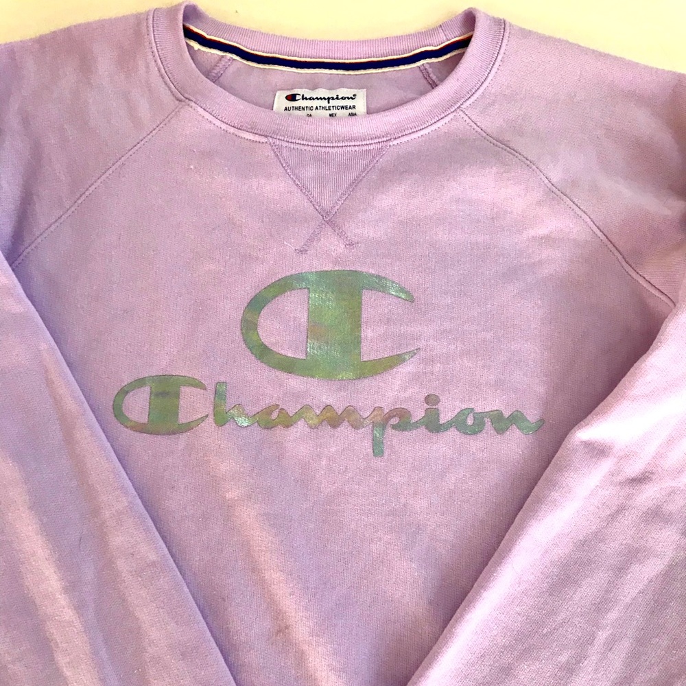 NWT W/JR Champion Crewneck w metallic logo
